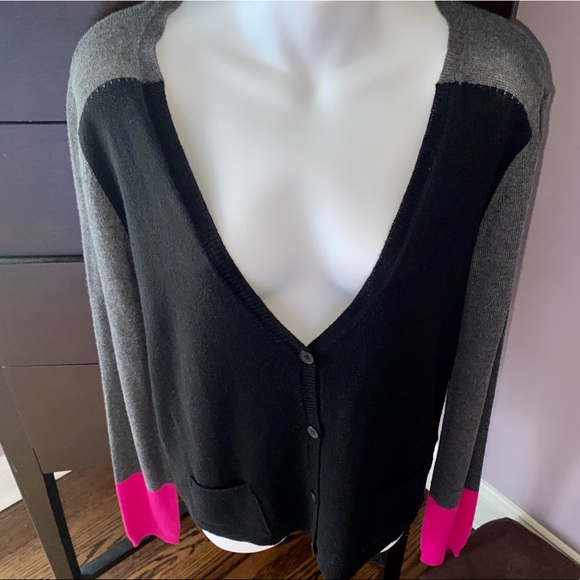 RDI Colorblock V-Neck Button Front Sweater Cardi M EUC - Picture 2 of 7